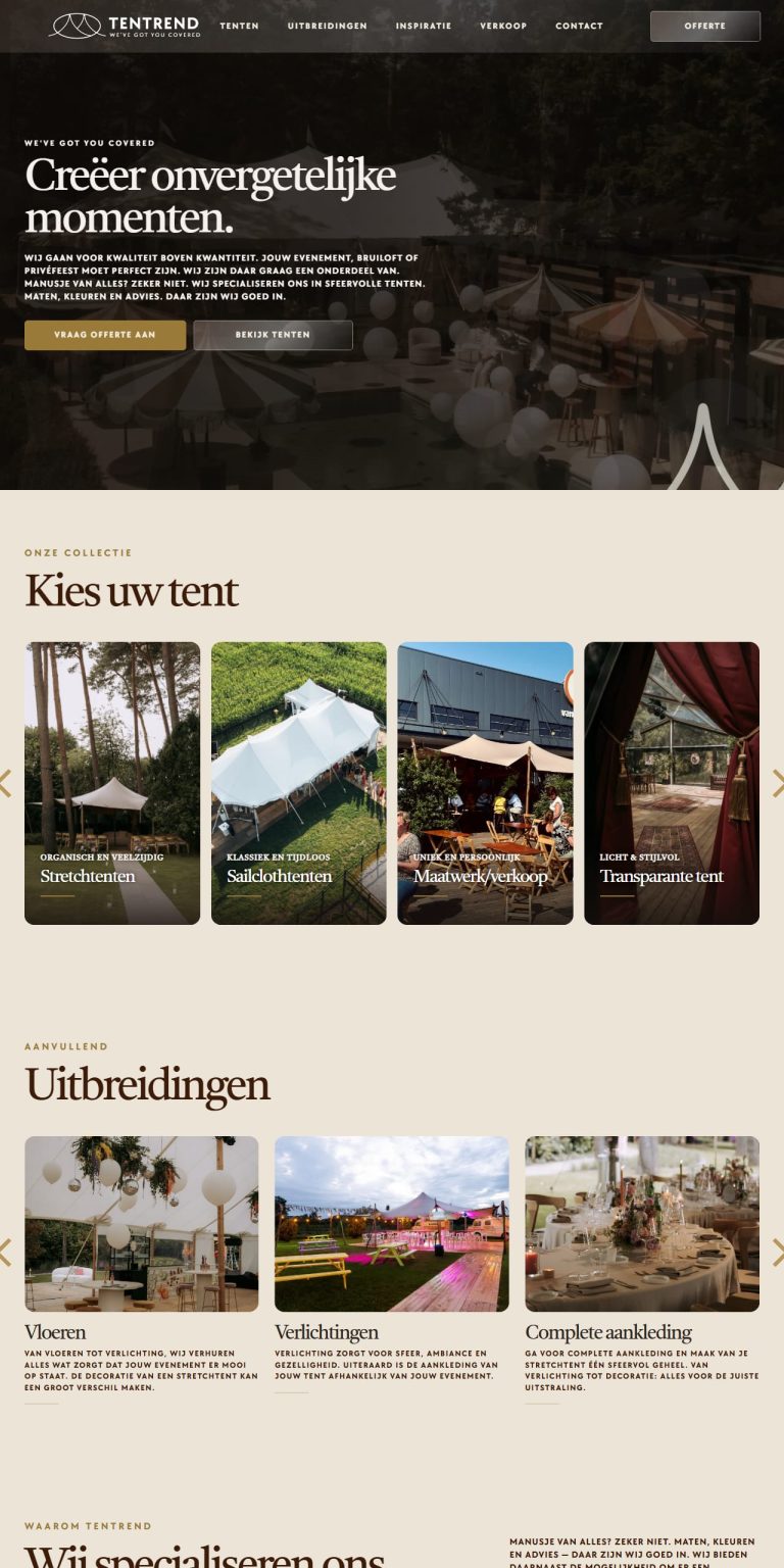 De website van Tentrend
